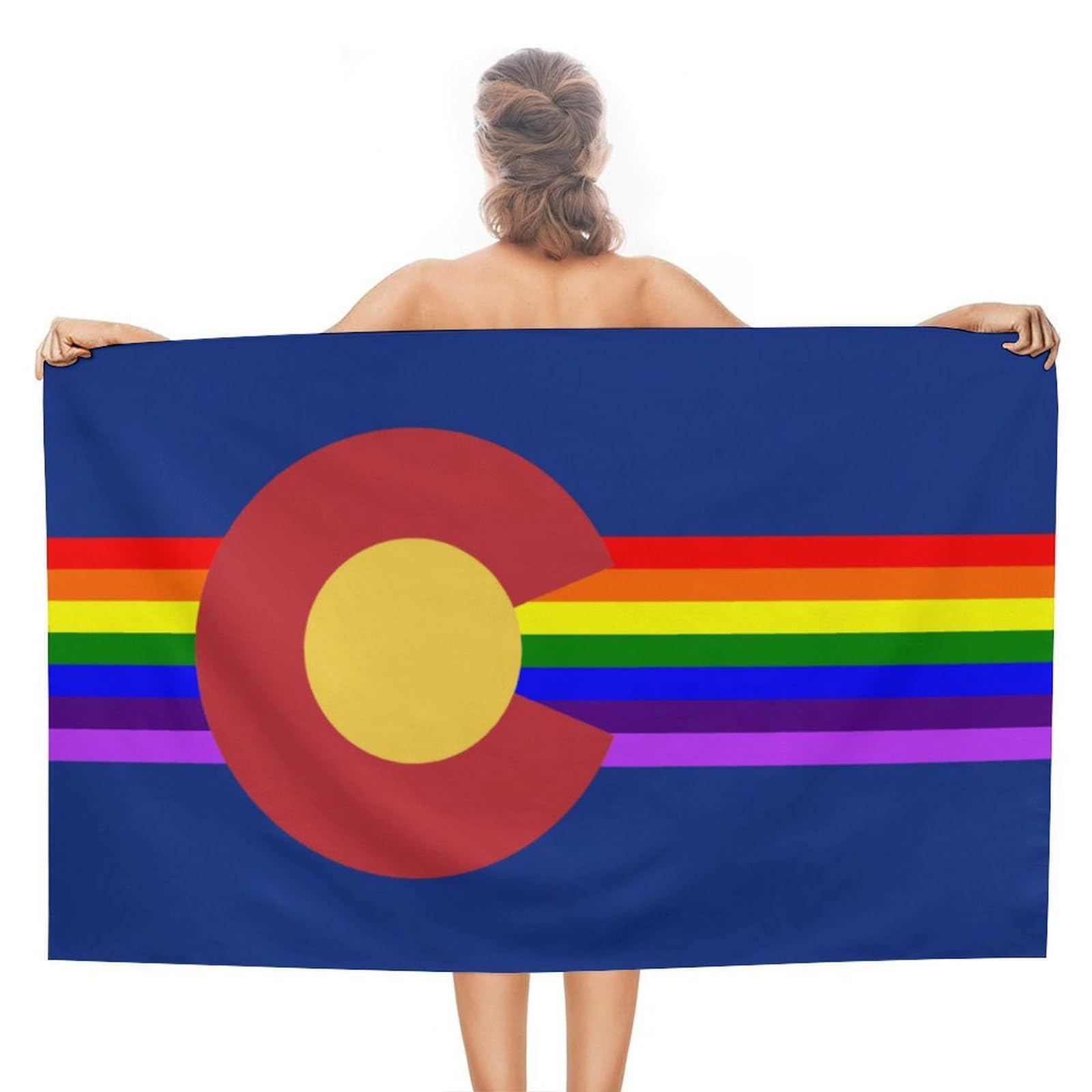 Nclqvjxzkhw Women's Style Colorado Lgbt Flag Beach Towel For Adults Lightweight Bath Towels Swim Travel Gym Sports 130×80Cm