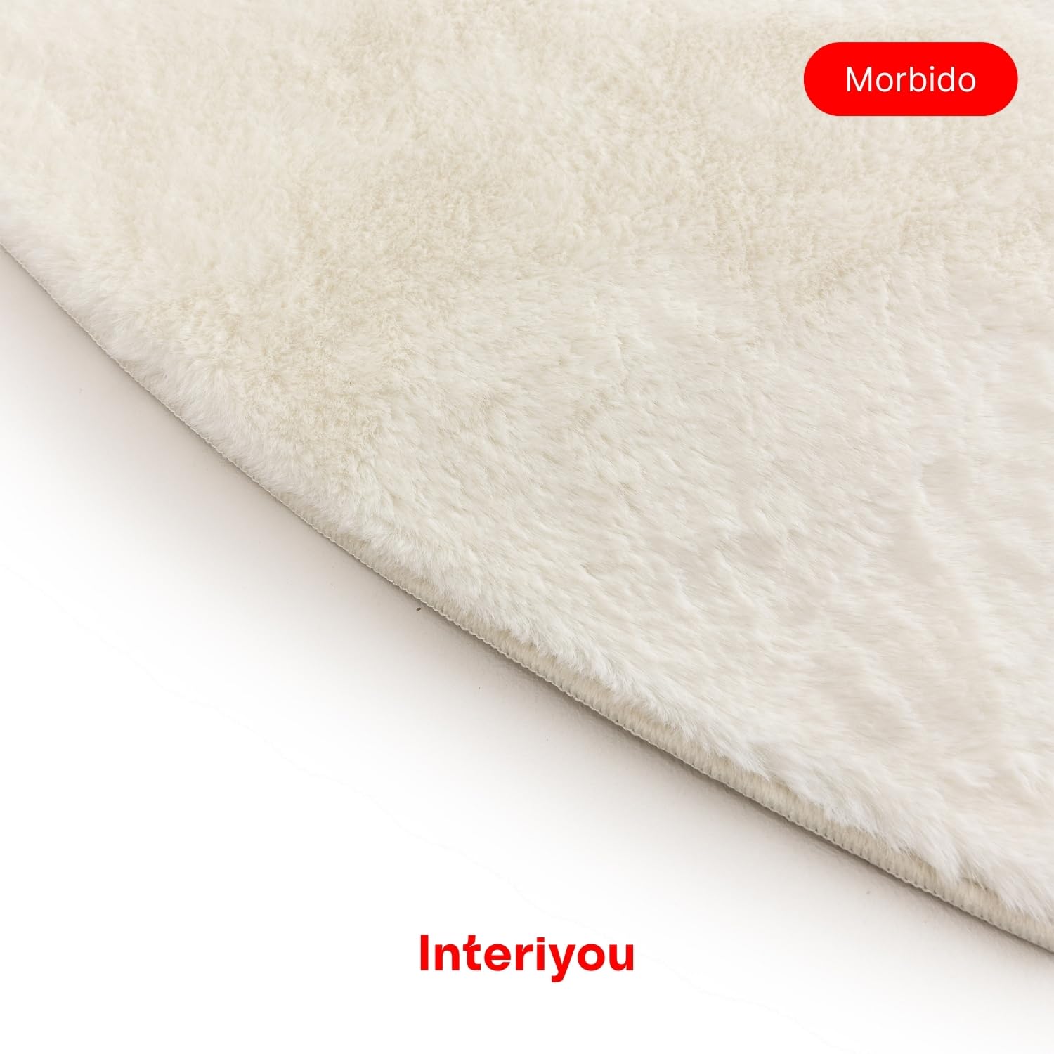 Interiyou Tappeto salotto pelo corto Fargo - 160x160 cm Rotondo Crema - Morbid in pelliccia sintetica - Lavabile e antiscivolo - Corto e soffice