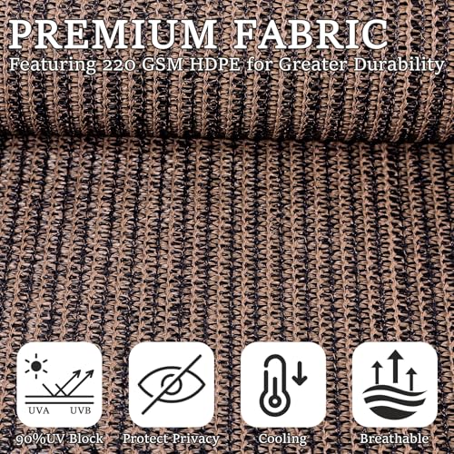 Image of Custom Size 75'' W x 96'' H Outdoor Roller Shades, Cordless Patio Roll Up Outdoor Blinds with UV Protection, Exterior Sun Shade Cloth for Porch, Gazebo, Balcony, Pergola, Mocha