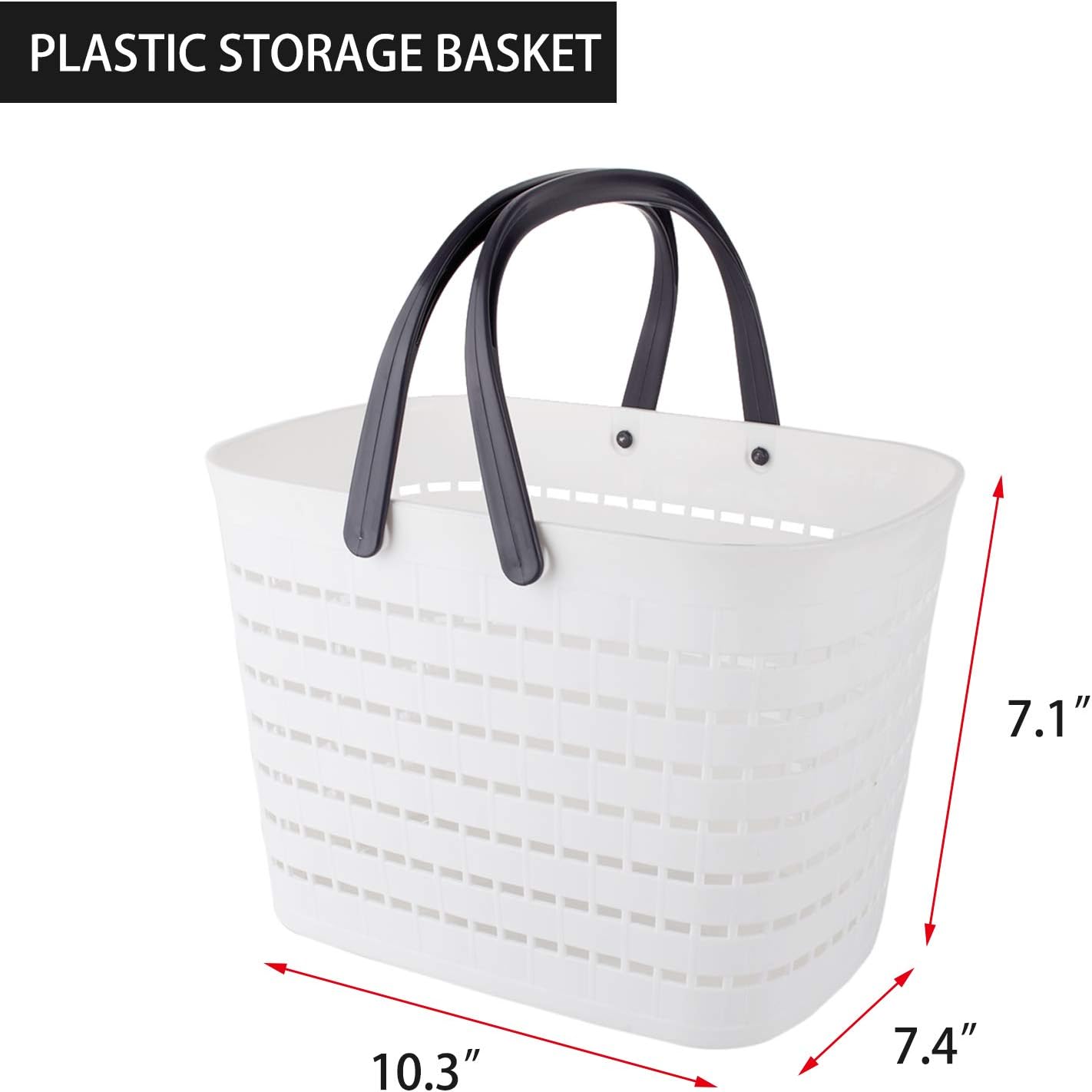 JiatuA Plastic Storage Basket with Handle, Shower Caddy Tote for Bathroom Dorm Kitchen Office Home