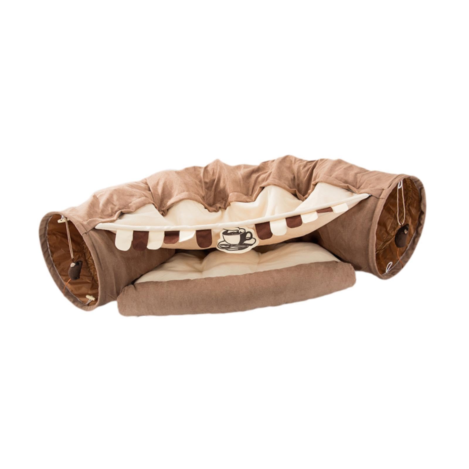 Maison de Jeu Portable pour Chat avec Coussin Lavable - Jouet Interactif pour Petits Animaux, Café