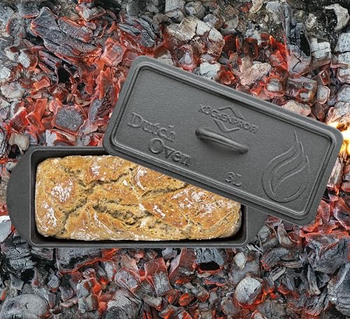 Küchenprofi Dutch Oven BBQ, Gusseisen, Gebrauchsfertig vorbehandelt, Gusstopf in Kastenform, Mit Deckel und Deckelheber, Ofen- und induktionsgeeignet, Feuertopf zum Backen, Braten und Schmoren, 3 L