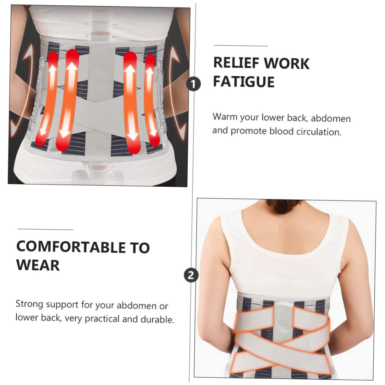 TOVINANNA Waist Support Laundry Scent Booster Beads Back Support Belt Lumbar Support Brace Portable Heating Pad Heated Waist Belt Mens Belts Waist Belt for Heating Brace Pure Cotton Grey