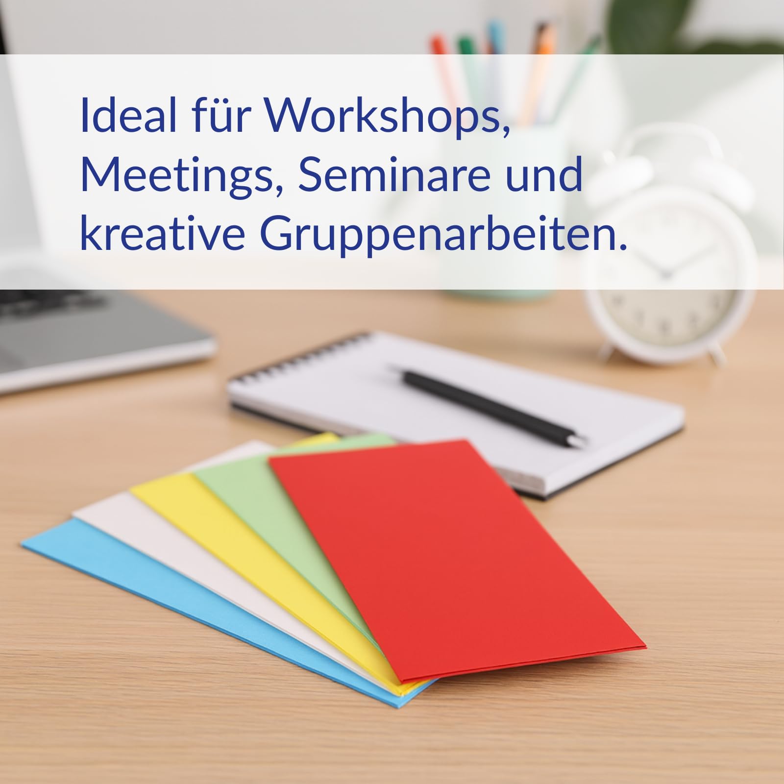 Westcott Moderationskarten 200 Stück Intensivfarben Mix (15er-Pack) | Robuste Karteikarten 190gr/m² | Format 10,5 x 20 cm ideal für Moderationskoffer, Workshops, Seminare | E-733323 00