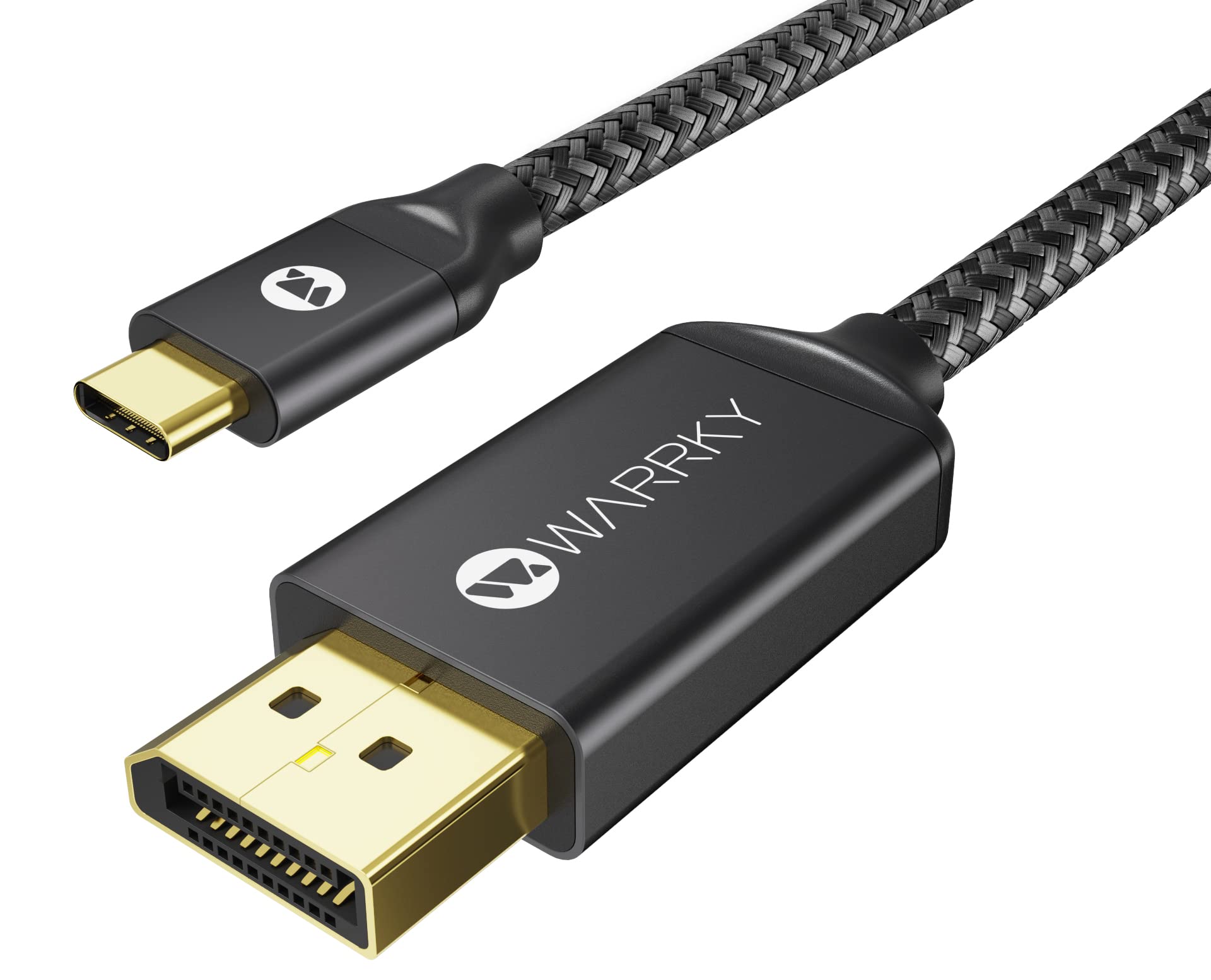 USB C to DisplayPort Cable (4K 60Hz, 2K 144Hz / 165Hz), WARRKY [Gold-Plated Anti-Interference] Cord Thunderbolt 3 and 4 Compatible for MacBook Pro/Air 2020, New iPad, XPS 15/13 - Active, 6ft