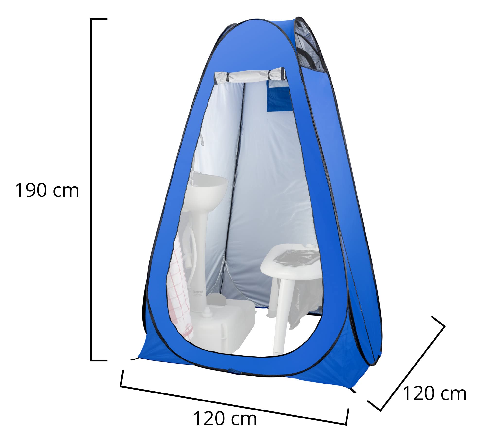 Stagecaptain Quixie Privacy Handwash Set, Toilette, en Plastique Robuste | Toilette d’extérieur démontable, Surface d’assise: 48 x 39 cm, Surface au sol: 64 x 52 cm, Charge maximale: 120 kg, 7 kg