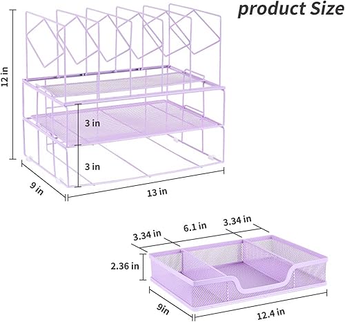Miniatura 4 de Youbetia Organizadores de escritorio, organizador de archivos para suministros de oficina, accesorios de escritorio con estantes y soportes para