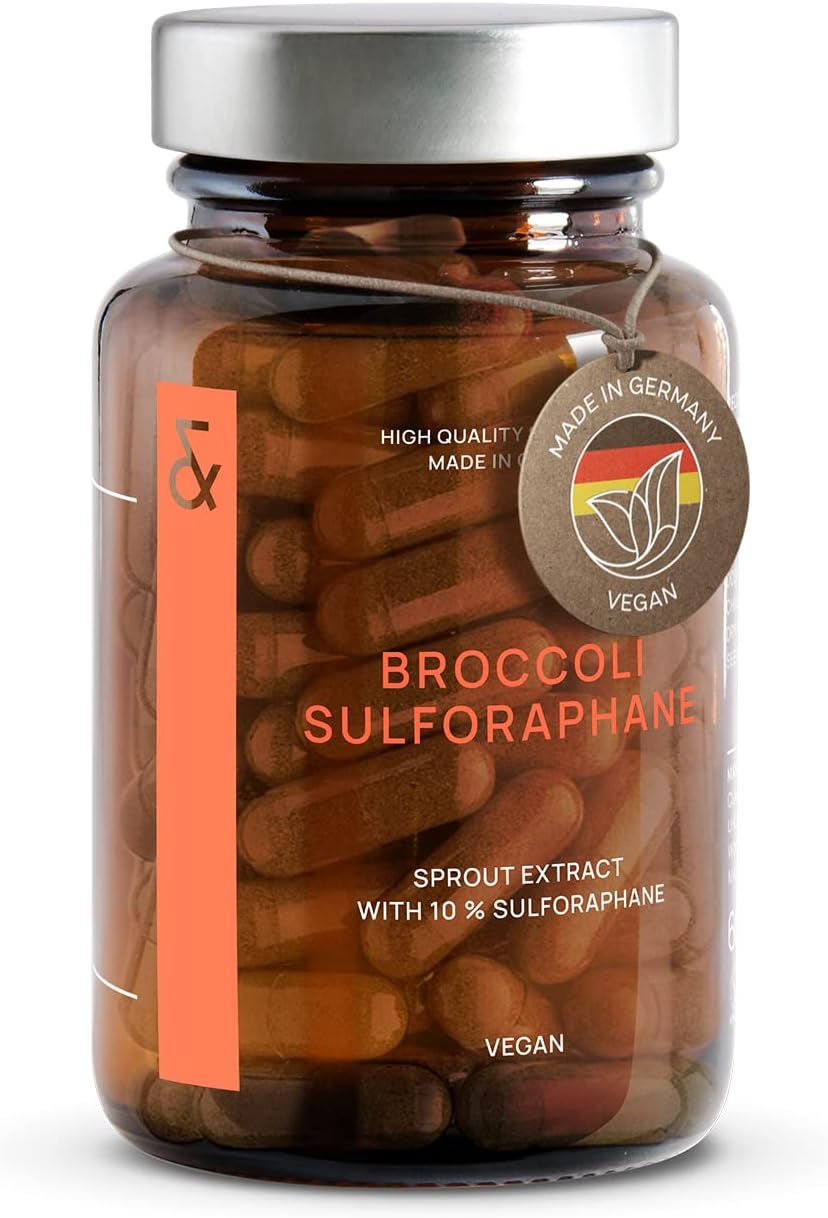 Broccoli Sprout Extract - 100mg Sulforaphane per Serving - Vegan - Antioxidant Supplement - Broccoli Powder Rich in Vitamins and Minerals - 60 Capsules - Made in Germany