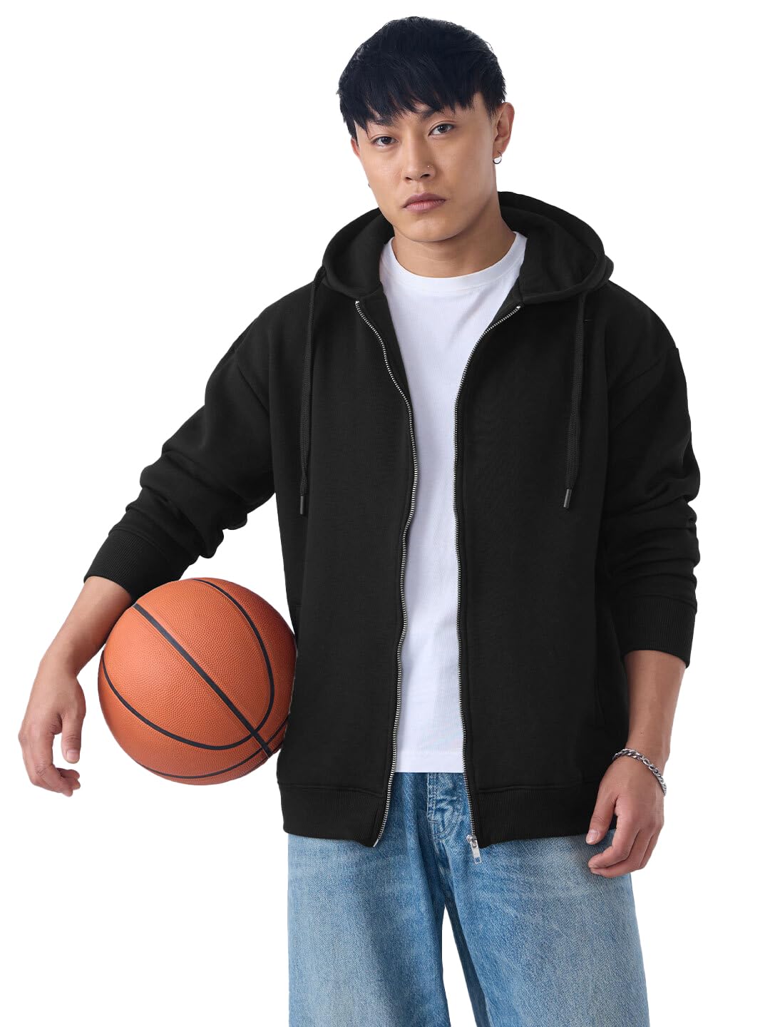 TSS Originals: Just Black Men and Boys Long Sleeve Zipper Front Hooded Neck Oversized Fit Hoodies Oversized Hoodies Sweatshirts Pullovers Graphic Printed Design Block Hooded Warm-image-26