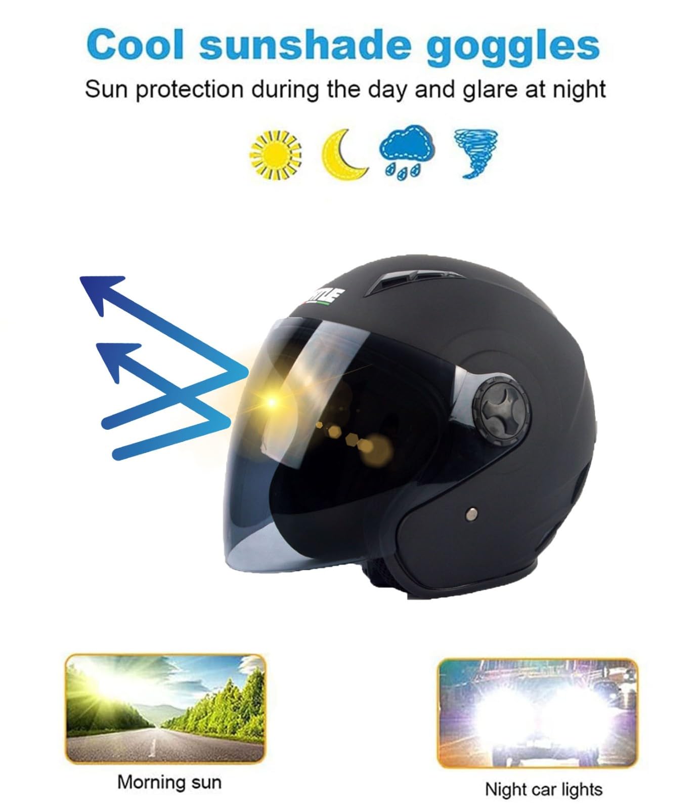 Casque Jet Moto Bluetooth ECE Homologué Casques de Moto électrique Scooter avec Double Visière Casque avec Haut-Parleur Intégré pour Une Réponse Automatique