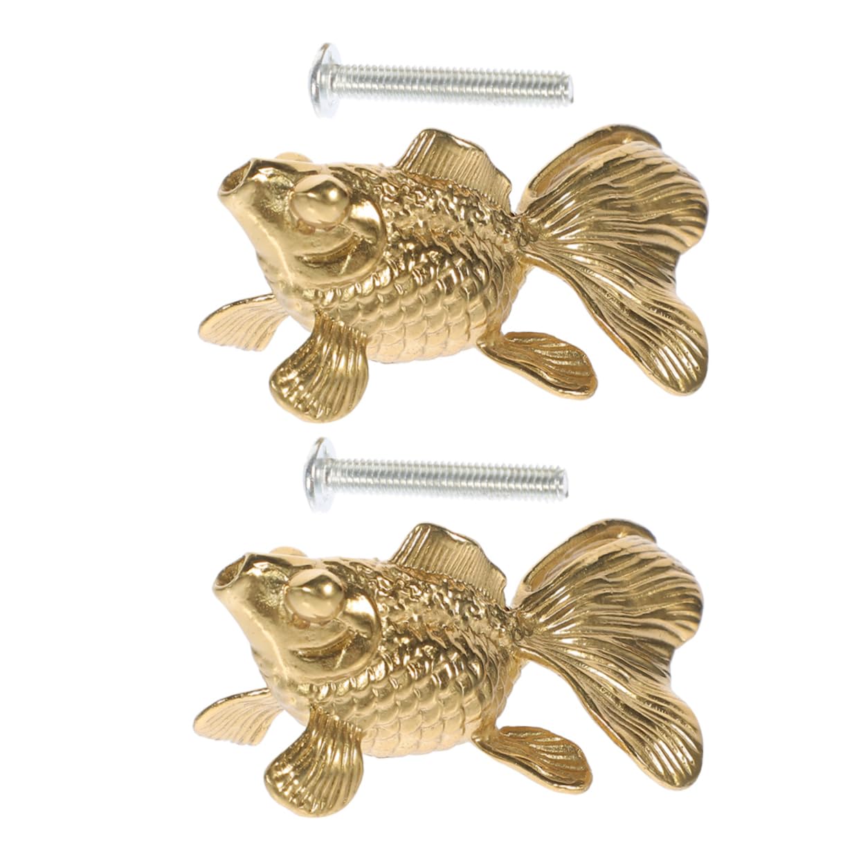 Tirador de Armario de Latón Forma de Pez Dorado, 2 Piezas