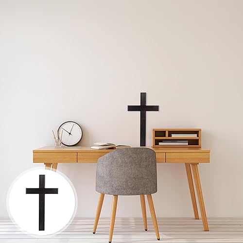 Miniatura 2 de BESPORTBLE Colgante de cruz de madera, cruz de artesanía cristiana para colgar en la pared del hogar, decoración de cruz de pared, 1 unidad (negro)