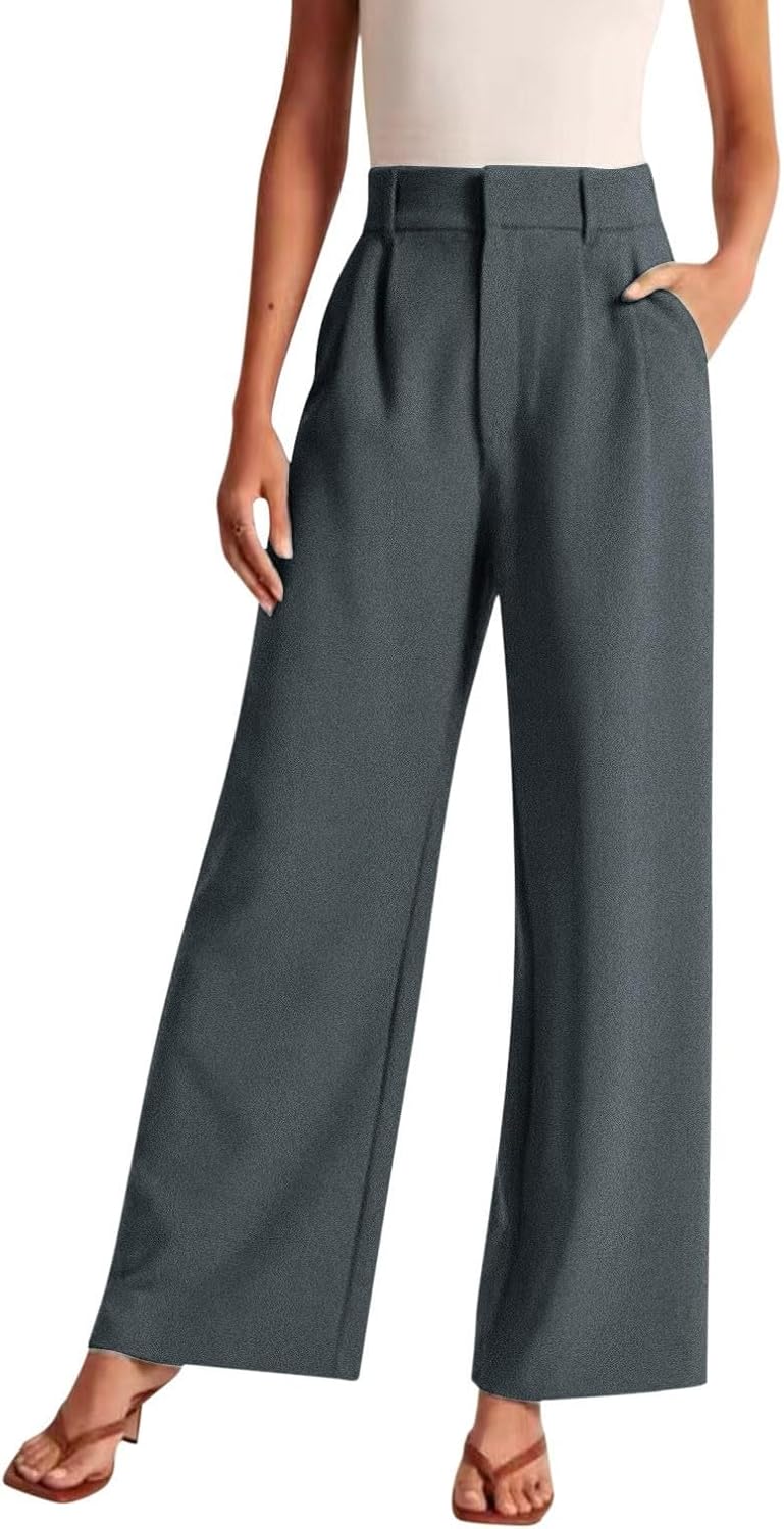 High Waisted Work Pants for Women Business Casual Outfits 2025 Office Dressy Pants Trousers with Pockets