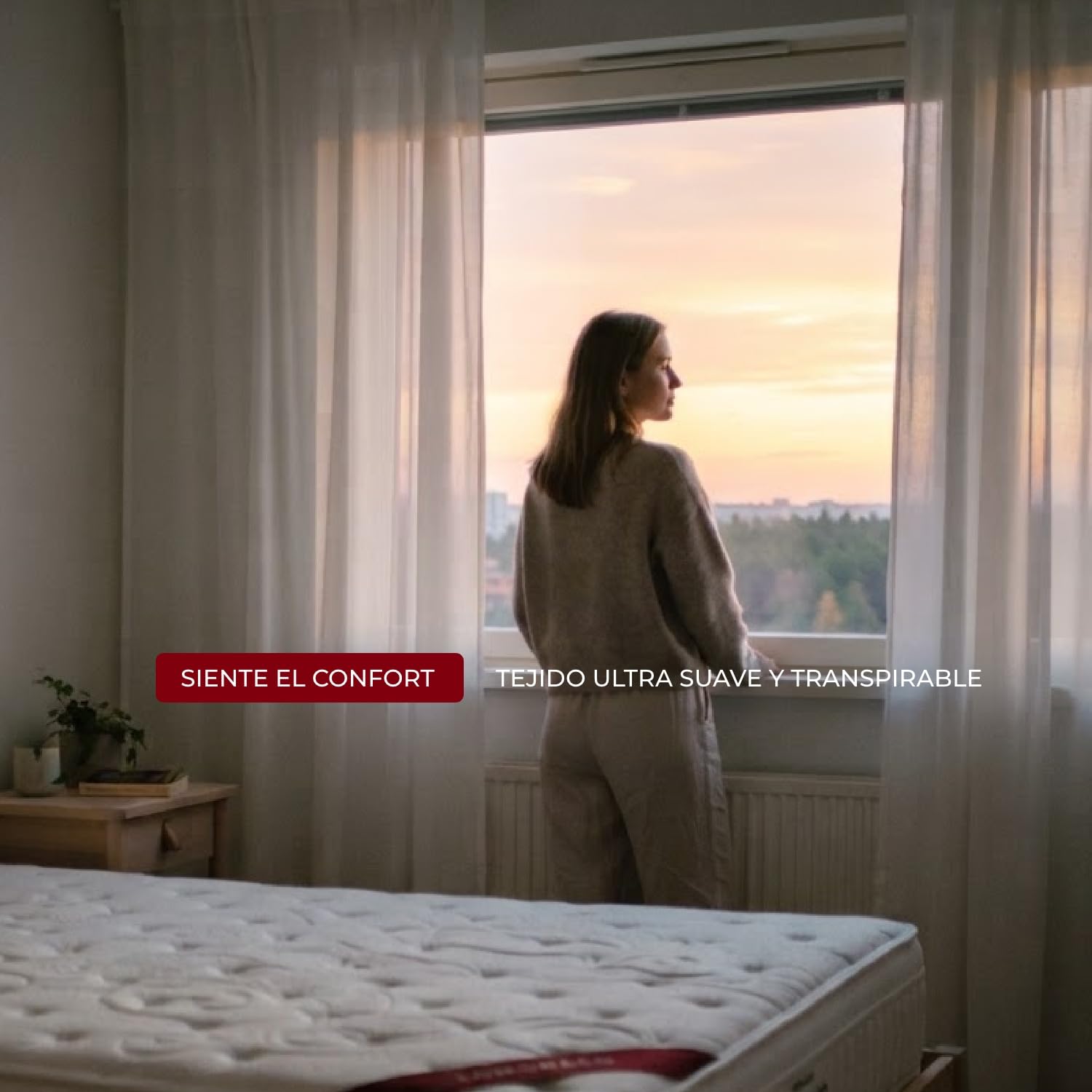 Colchón Natura Gold de LOMONACO 135 x 190 cm | Núcleo de Muelles Ensacados | Capa Viscoelástica Adaptable | Tejido Transpirable y Fibra Termorreguladora | Altura 26 cm