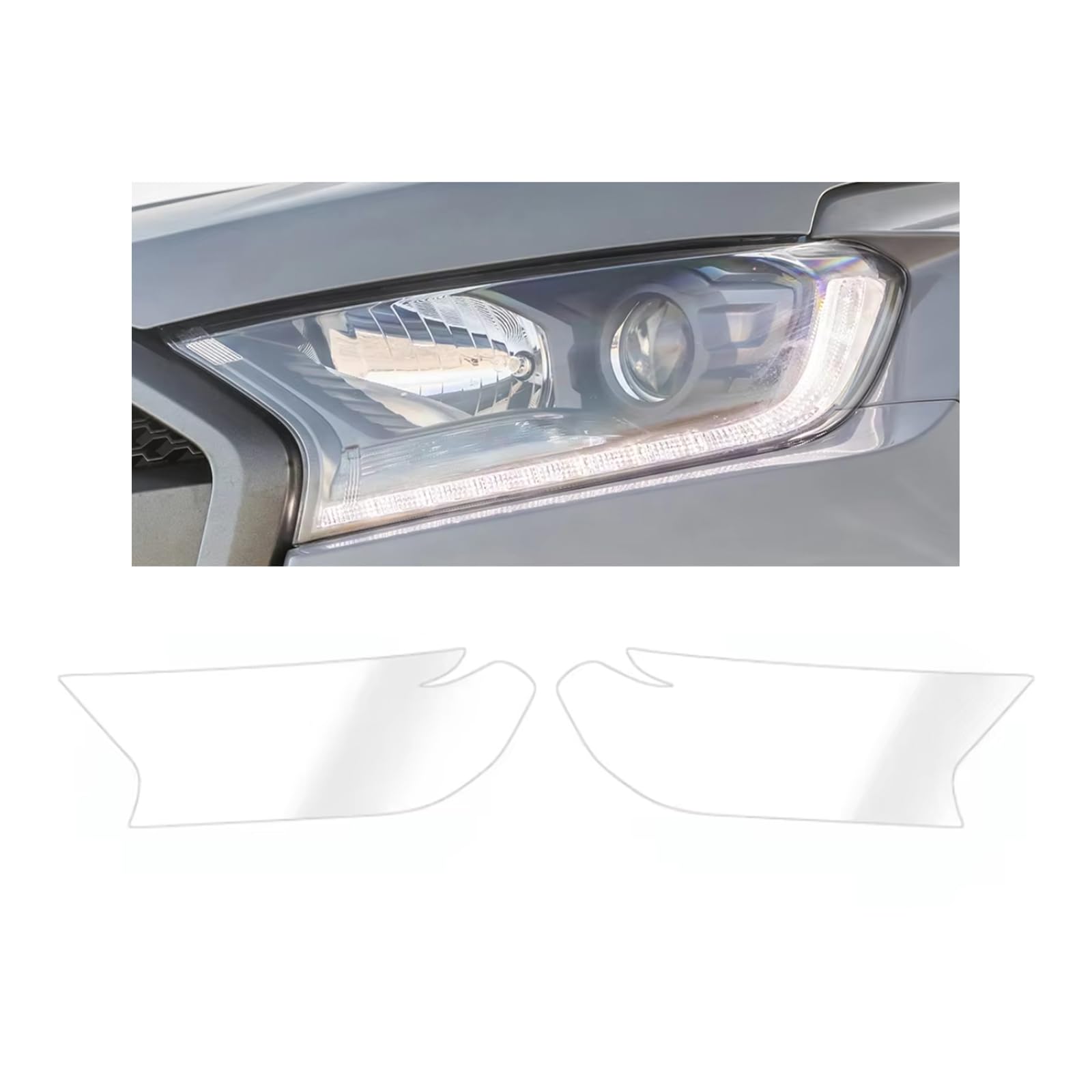 Headlight Film for Ford Ranger 2015-2026, 1Set Transparent/Smoke Black Car Headlight TPU Protective Film