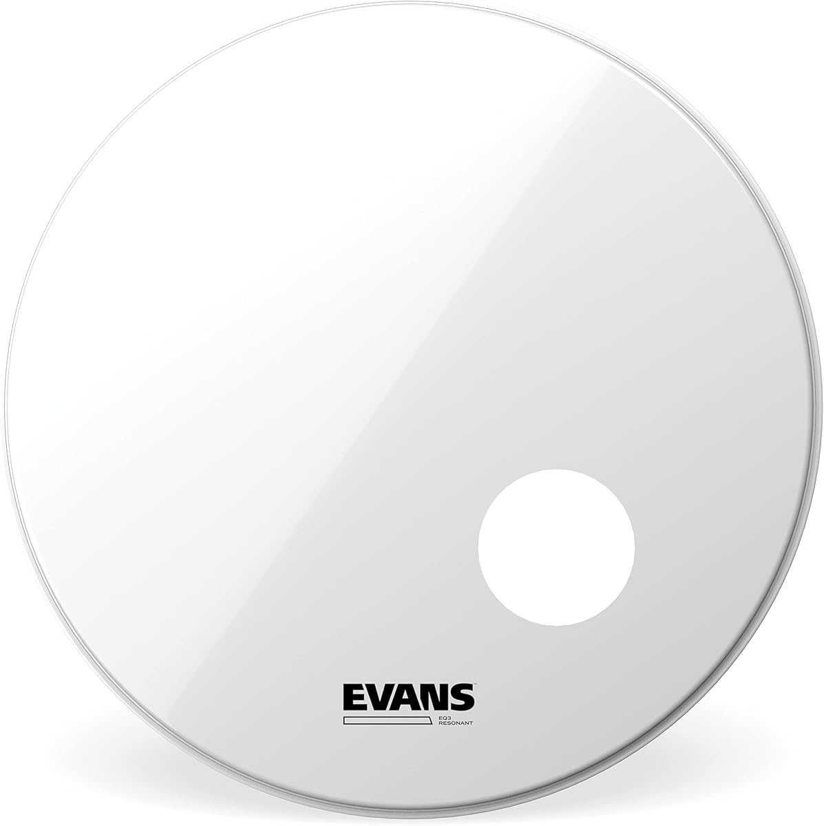 Evans EQ3 Parche de bombo blanco liso resonante, 22 pulgadas