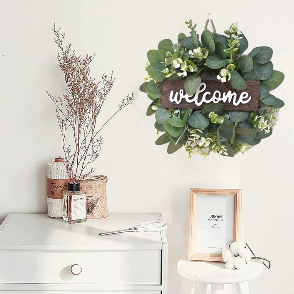 Ghirlanda Per Porta d'Ingresso, Ghirlanda Di Benvenuto, Ghirlanda Di Eucalipto Artificiale, Ghirlanda Porta Ingresso Casa, Per Soggiorno, Decorazione Da Parete, Finestre, Porta Di Casa.