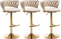 Vista 49 de Gold Velvet Bar Stools Set of 4, Counter Height Barstools with Low Back, Swivel Bar Stool for Kitchen Island, Pub (Grey)