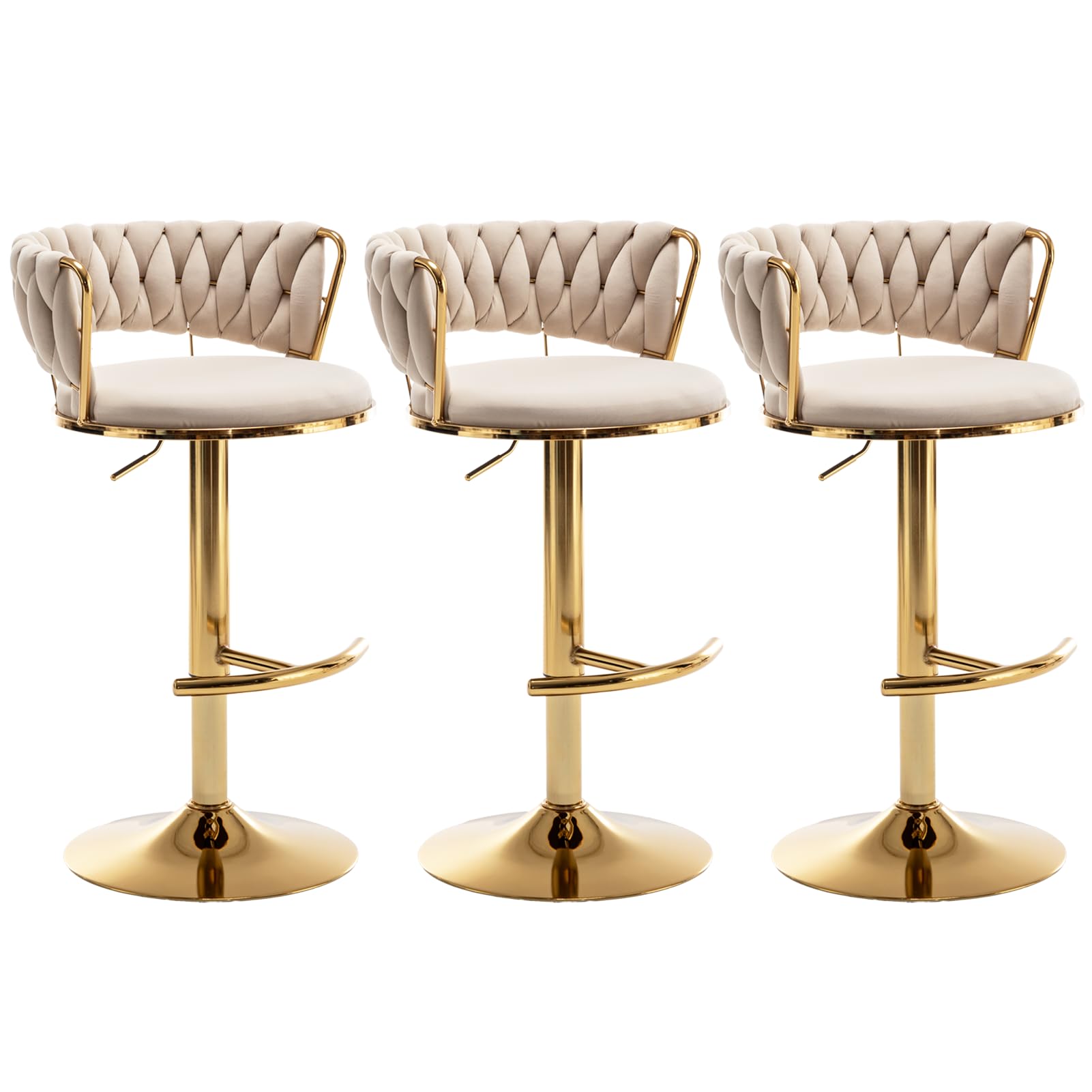 Riknuxi Velvet Bar Stools Set of 3
