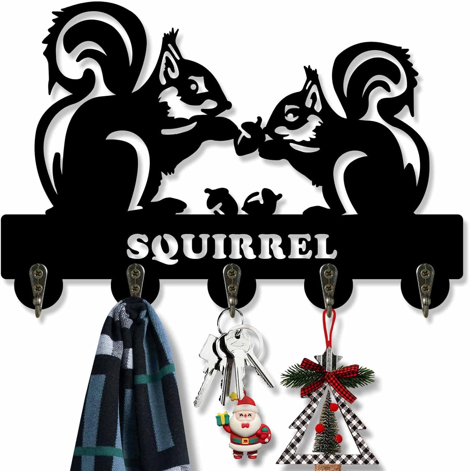 Gifts for Dad, Wall Mounted Key Hooks Rack Holder, Squirrel Wall Key Hanger Hook Decorative for Wall, Kids Cute Coat Wall Hooks for Hanging, Wall Key Organizer for Entryway, Hallway, Office, Keys,