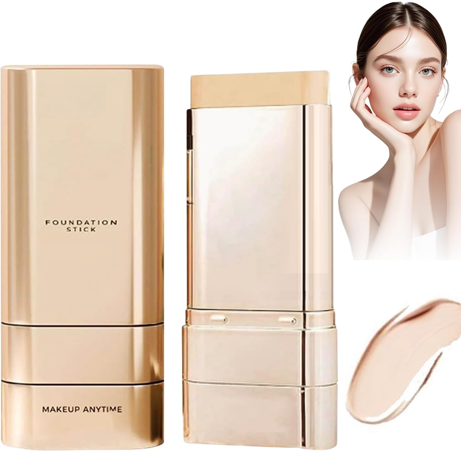 Luminous Dual-Ended Concealer Foundation Stick,Multi-use Double Head Foundations Make up Sticks, Foundation Stick Korean 3 in 1,Sweat-Proof for All Skin Types (Ivory White)