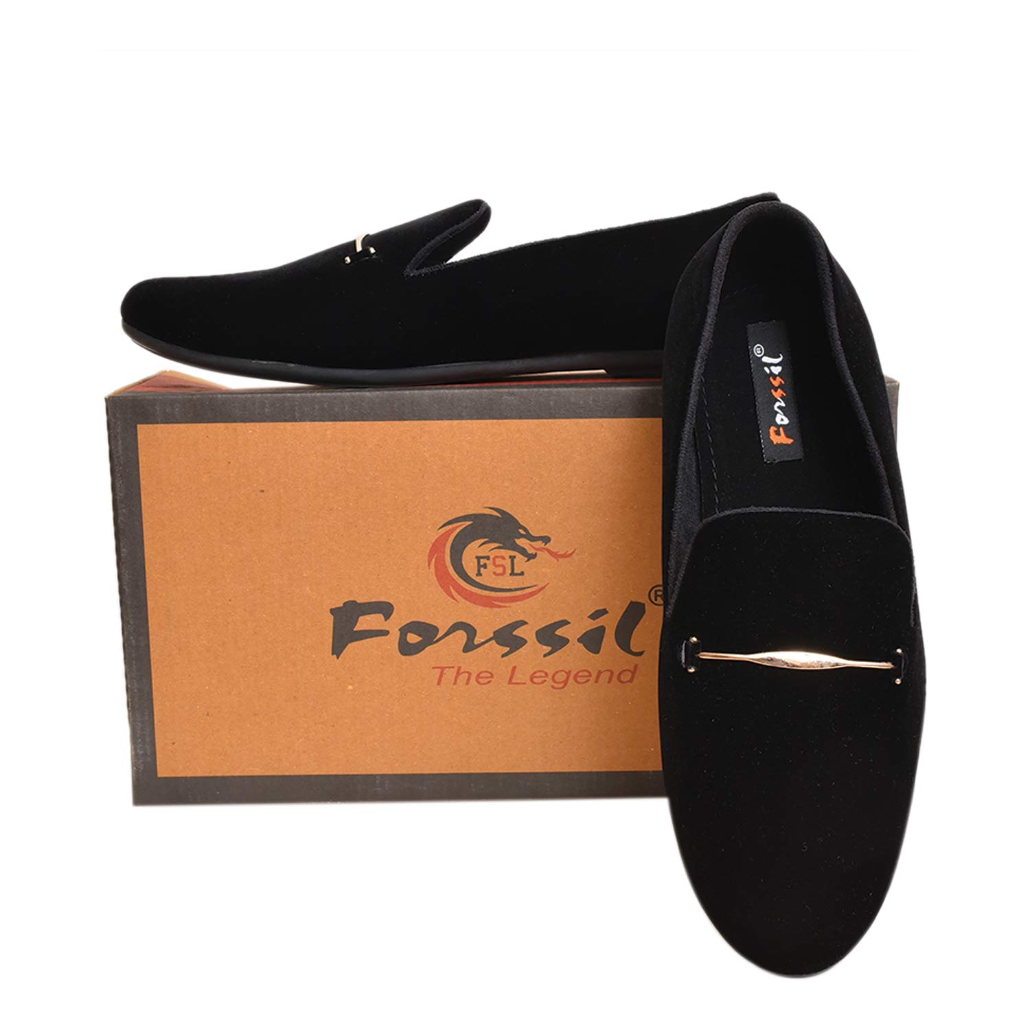 FORSSILPresent Z-Black Buckled Velvet Formal Casual Slip-on Loafers Shoes  for Men and Boys (FSL-505)