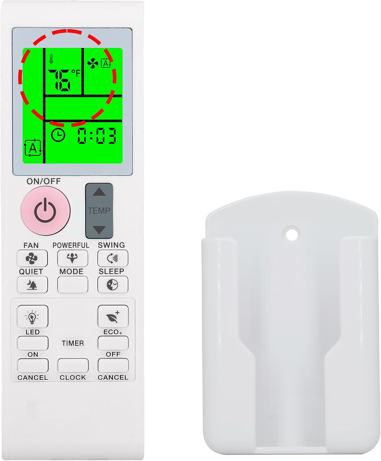 Replacement for Daikin White Remote Control with Wall Holder 2531835 2543304