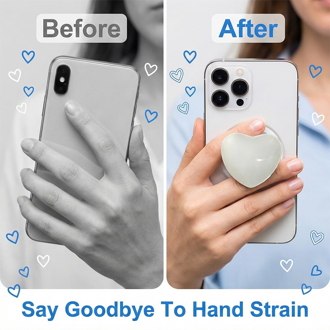 Impugnatura Smartphone,Supporto Ad Anello Magnetico Per Cellulare, Phone Grip,Supporto e Maniglia Estensibili, Impugnatura Telefoni Cellulari Grip, Base Supporti, Accessori Telefono, Bianco