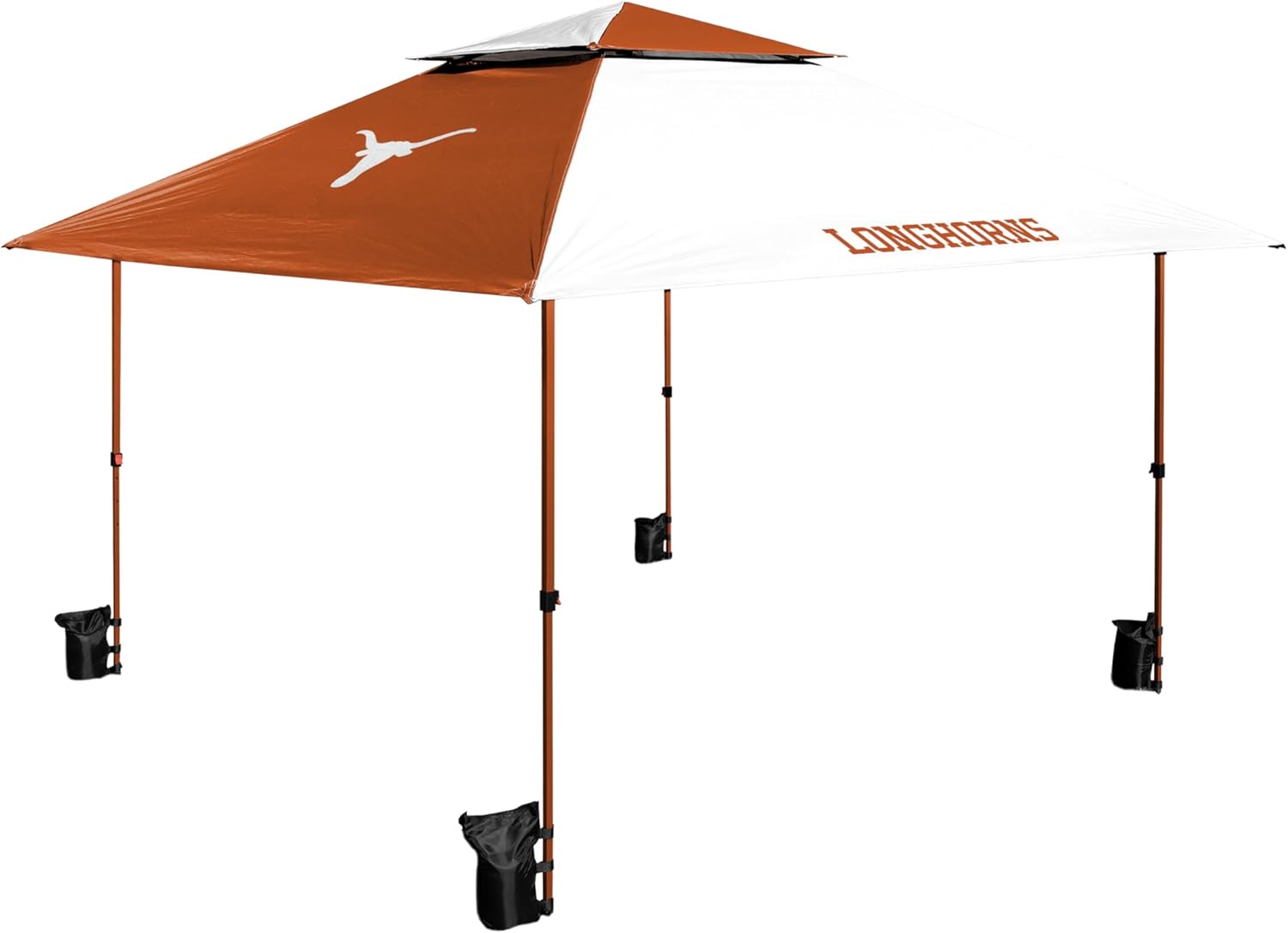 Logo Brands NCAA Texas Longhorns Pop-Up 12x12 Canopy - Easy Setup with Built-in Wheels, Vented Roof for Airflow, Includes Sandbags, Stakes, and Tie-Downs – Tent for Tailgate & Outdoor Events