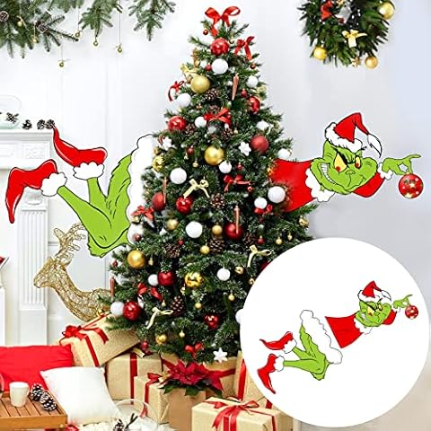 Christmas Decorations for Tree - Funny Christmas Thief Stole Tree Topper Head and Legs for Holiday Xmas Home Party Decorations Cover