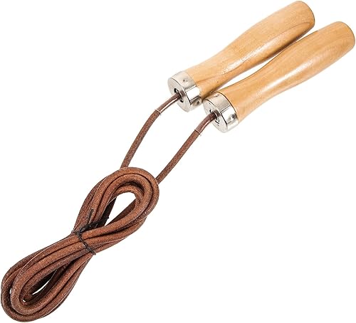 NOLITOY Weighted Leather Jump Rope with Smooth Wooden Handles Indoor Outdoor Fitness Skipping Rope for Physical Education and Strength Training