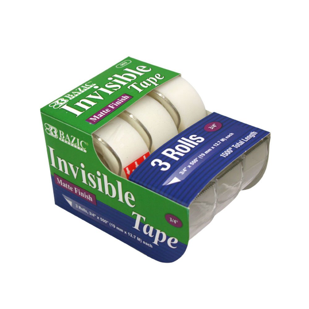 BAZIC 3/4" X 500" Invisible Tape (3/Pack)(Case of 24)