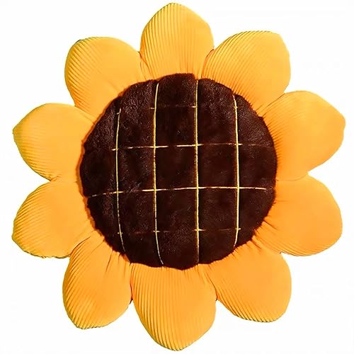 LEVINIS Yellow Sunflower Shape Chair Pads Large Throw Pillows Soft Velvet Decorative Reversible Pillow Cushion Mat for Bed Car Couch Chair Sofa Office 27'' - Big Sunflower