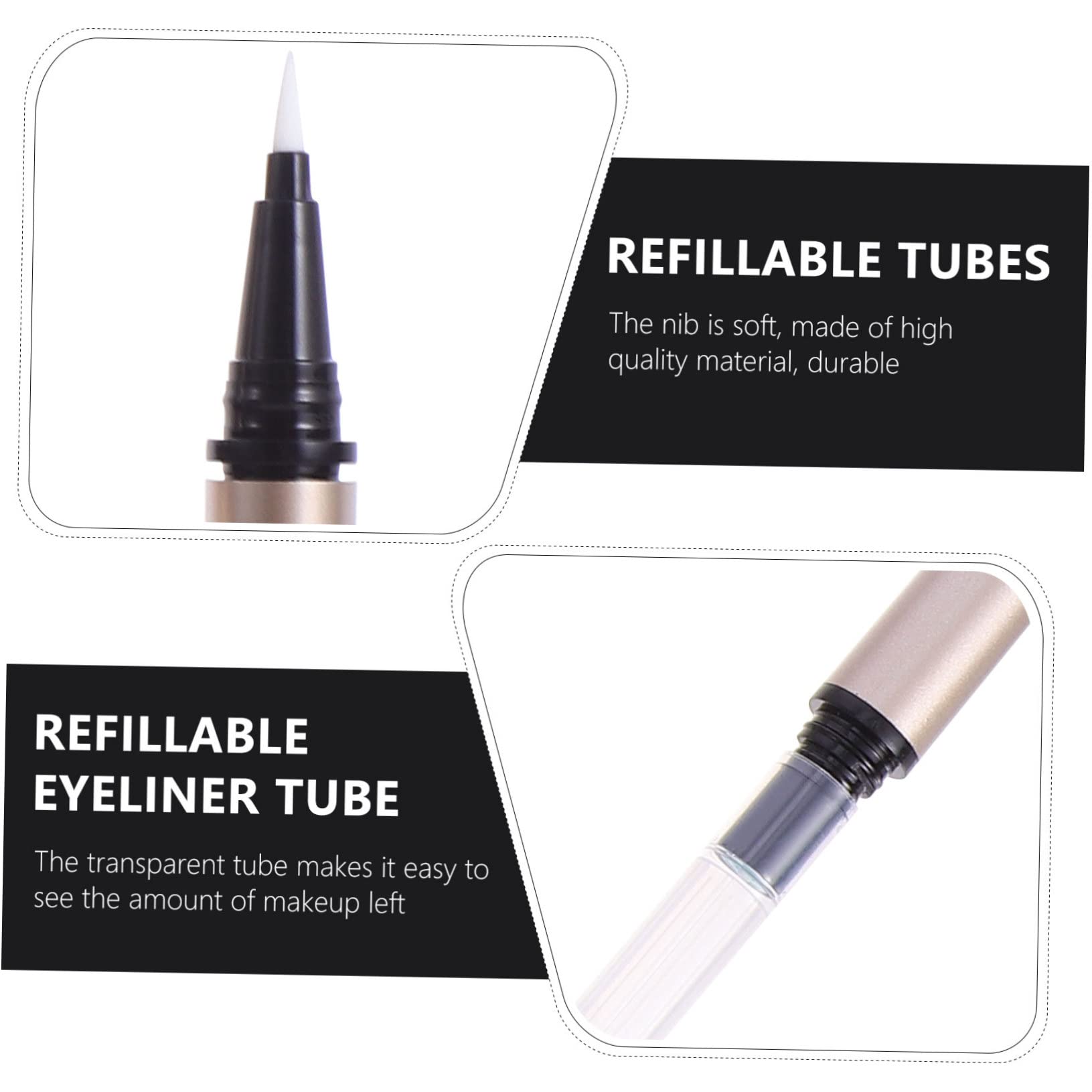 UKCOCO 5 Pezzi Tubetti di Eyeliner Ricaricabili 1ml in Plastica Oro, Contenitore Portatile per Negozi e Saloni Cosmetici