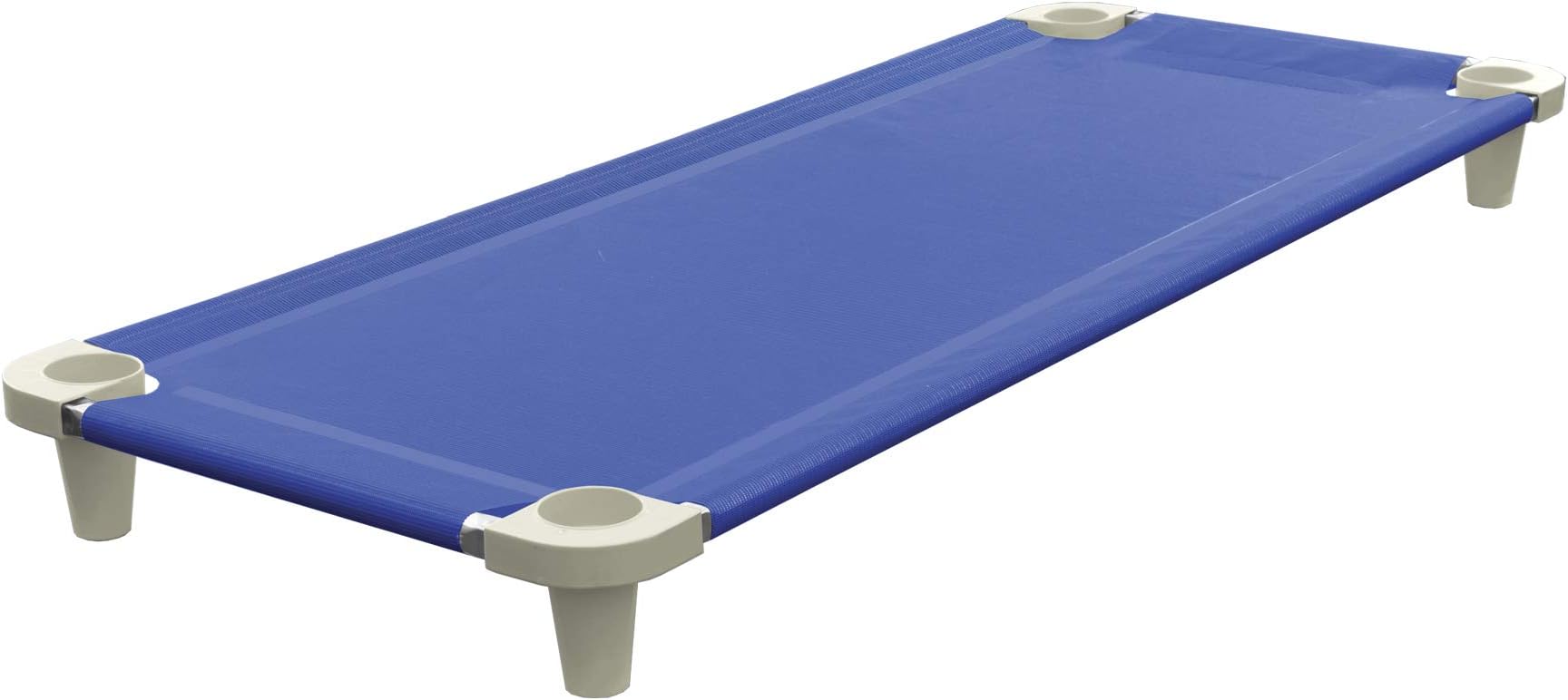 – Acrimet Nap Cot for Kids, Portable Toddler Child Bed, Stackable, 133 X 54cm (Stainless Steel Tubes) (Blue Breathable Mesh Fabric - Gray Feet) (1 Pack)