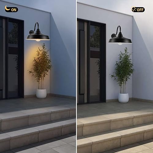 Miniatura 6 de Lámpara de granero de cuello de cisne para exteriores, cúpula de 16 pulgadas, gran lámpara exterior de granja, aplique de pared industrial al aire