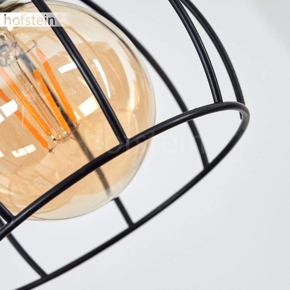Lampa sufitowa Gondo, 6-lampowa lampa pokojowa z metalu w kolorze czarnym i naturalnego drewna, główki lamp są indywidualnie regulowane, lampa sufitowa w stylu retro/boho, 6 x E27, bez żarówek