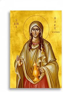 Saint Mary Magdalene Greek Orthodox Icon, Gallery Wrapped Print on Canvas, Size: 7” x 5” (13cm x 18cm)