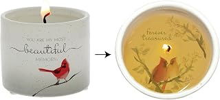 Pavilion Gift Company - You Are My Most Beautiful Memory - 8 oz 100% Soy Wax Candle Single Wick Candle - Jasmine Scented - Wax Reveal Surprise Message Remembrance Memorial Bereavement Cardinal Present