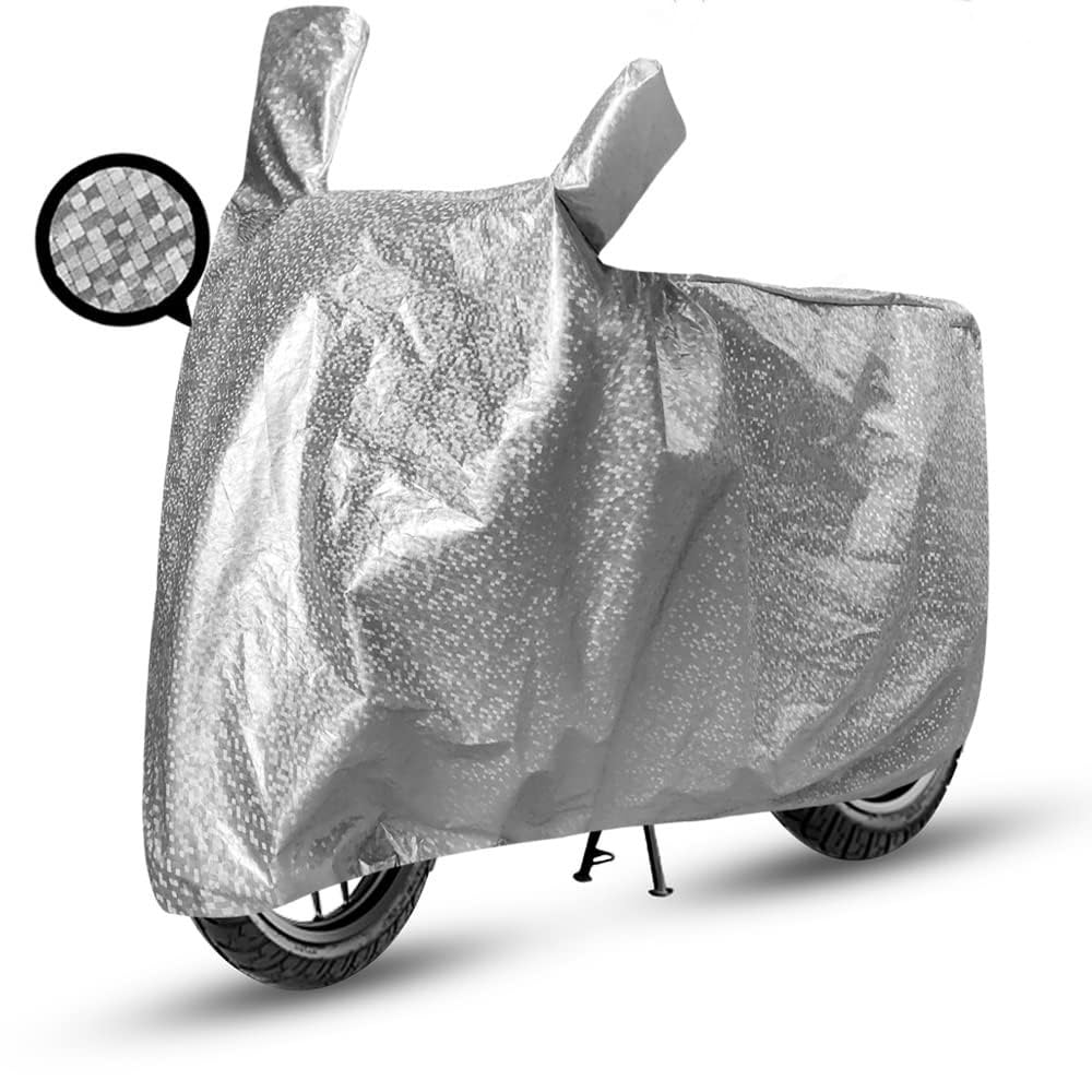 AEGIS A+ All Weather Protection Two Wheeler Cover |Anti Dust, 100% Waterproof, Heat Resistant, UV Proof- Triple Stitched with Mirror Pocket| (Metallic Silver, Activa, Scooter, Scooty Size)