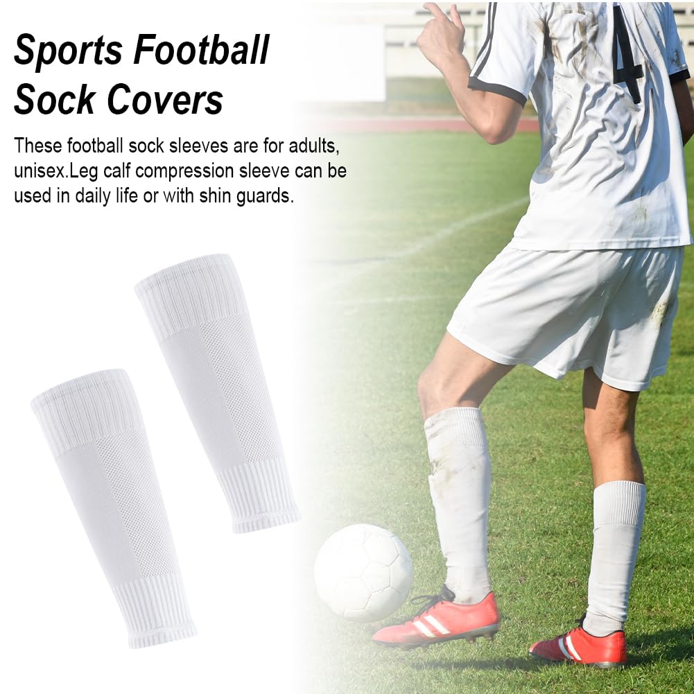 Ukontagood 6 Pairs Leg Sleeves for Soccer Socks, Shin Guard Sleeves to Accompany Anti-Slip Socks, Soccer Sleeve Socks for Youth Adults (White+Black)