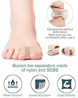 Vista 4 de BLATOWN 4 separadores de dedos correctores de juanetes para mujeres y hombres, espaciadores de gel para dedos grandes con 2 bucles para pies