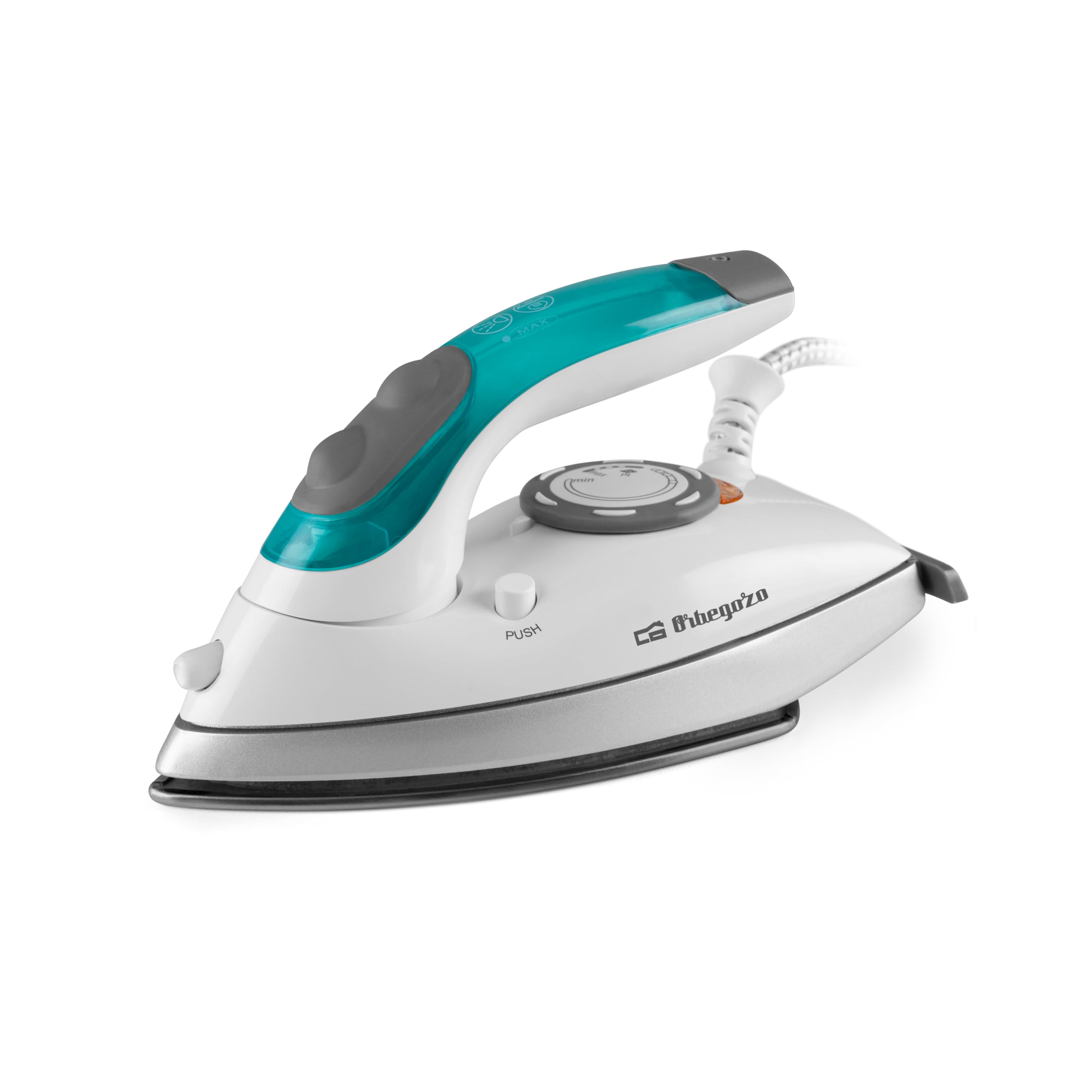 Orbegozo SV 1020 Plancha de Vapor 900-1100W, Planchado en Seco o con Golpe de Vapor, Suela Antiadherente, Pulverizador de Agua, Diseño Compacto para viaje, Doble Voltaje 110-120V~/220-240V~50/60Hz