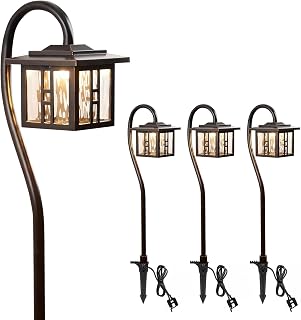 LITFIT 12V Low Voltage Pathway Lights 4-Pack: 3W 185LM 3000K Warm White Lantern, Waterproof Aluminum for Garden Driveway Yard