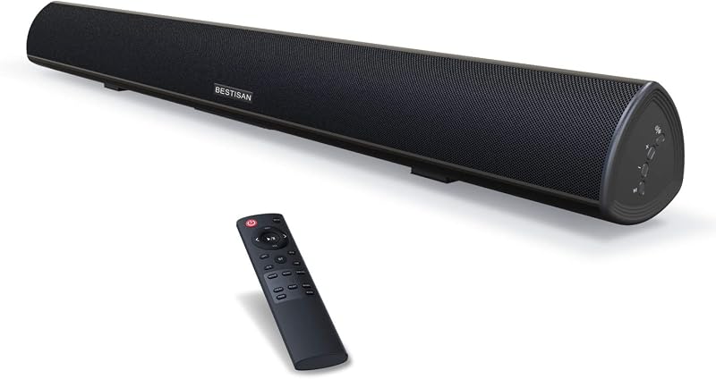 Barra de sonido BESTISAN, barra de sonido de 100 vatios para TV, barra de sonido Bluetooth 5.0 inalámbrica y con cable (40 pulgadas, 6 controladores, óptico, HDMI-ARC)