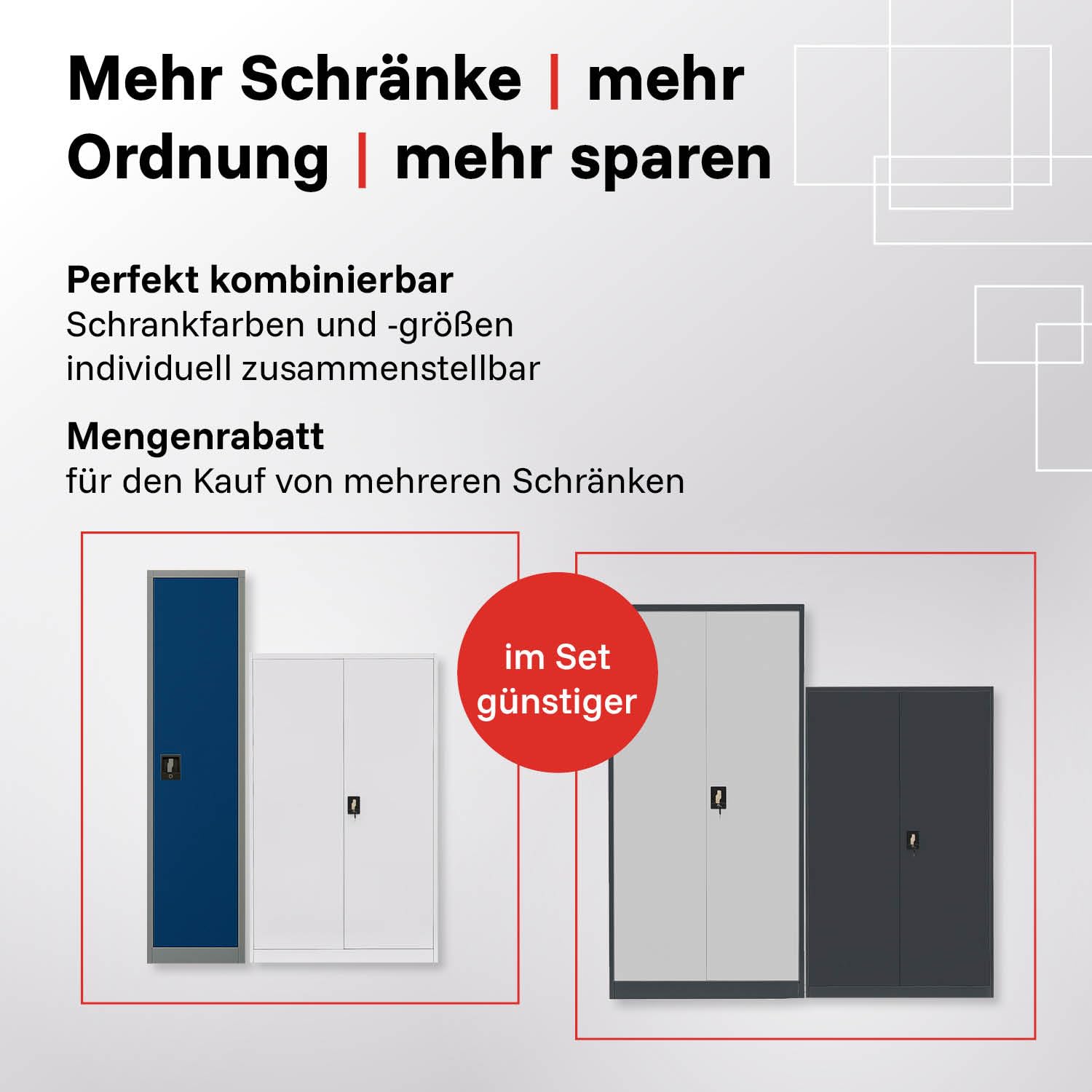 LagerZwei Mehrzweckschrank 140x90x40cm I Büroschrank mit 4 Fachböden I Aktenschrank weiß, abschließbar I Allzweckschrank – Möbel für Arbeitszimmer I Praktischer Metallschrank I Werkstattschrank
