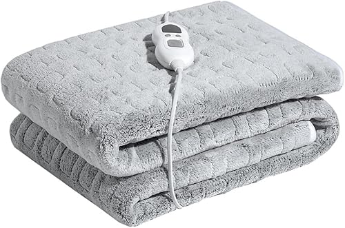 HANDA - Manta térmica eléctrica de 50 x 60 pulgadas con 3 niveles de calefacción y apagado automático de 4 horas, manta eléctrica de franela suave