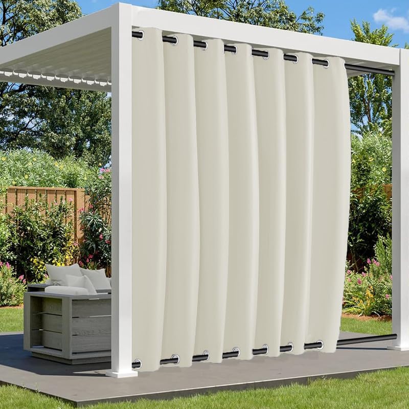 Cortina exterior impermeable opaca con ojales para pérgolas y protección viento 2