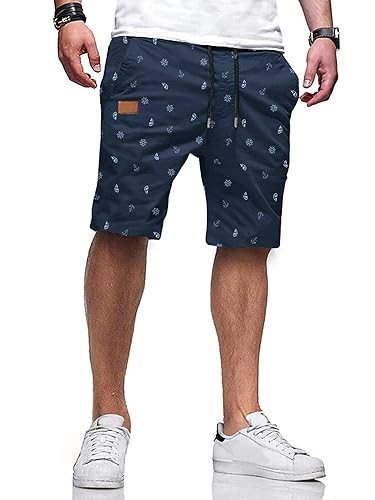 JMIERR Mens Casual Shorts - Cotton Drawstring Summer Beach Stretch