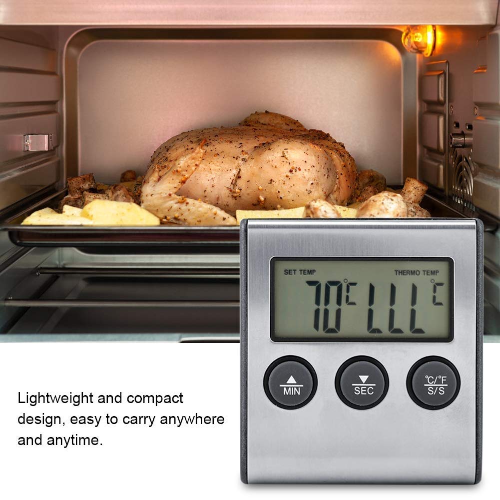 Large LCD Digital Cooking Food Meat Thermometer for Smoker Oven Kitchen Candy BBQ Grill Thermometer Clock Timer with